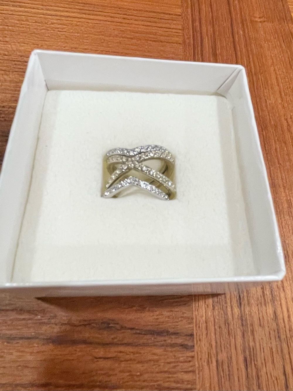 Premier Designs Stackable Silver Crisscross Pavé Ring Trio Set- Women Jewelry